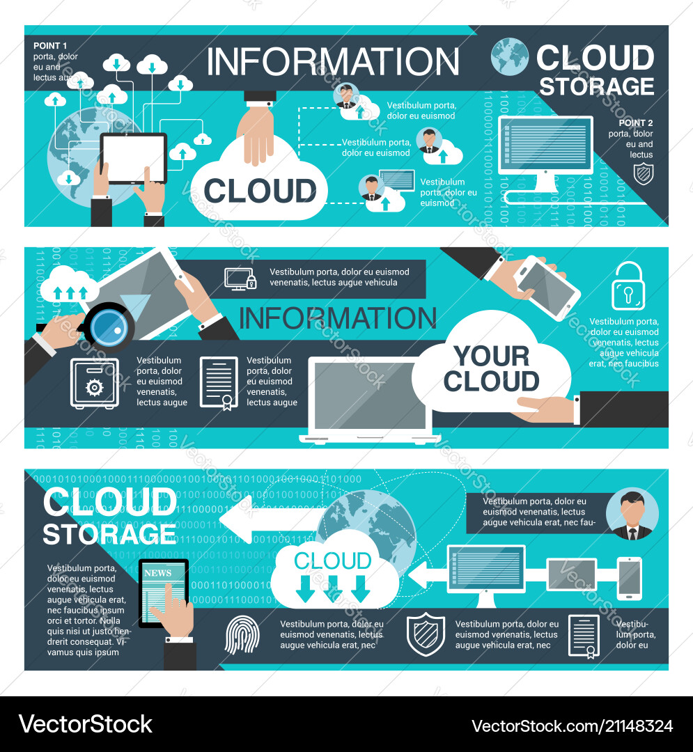 Cloud Data Storage & IT Solutions Vector Image