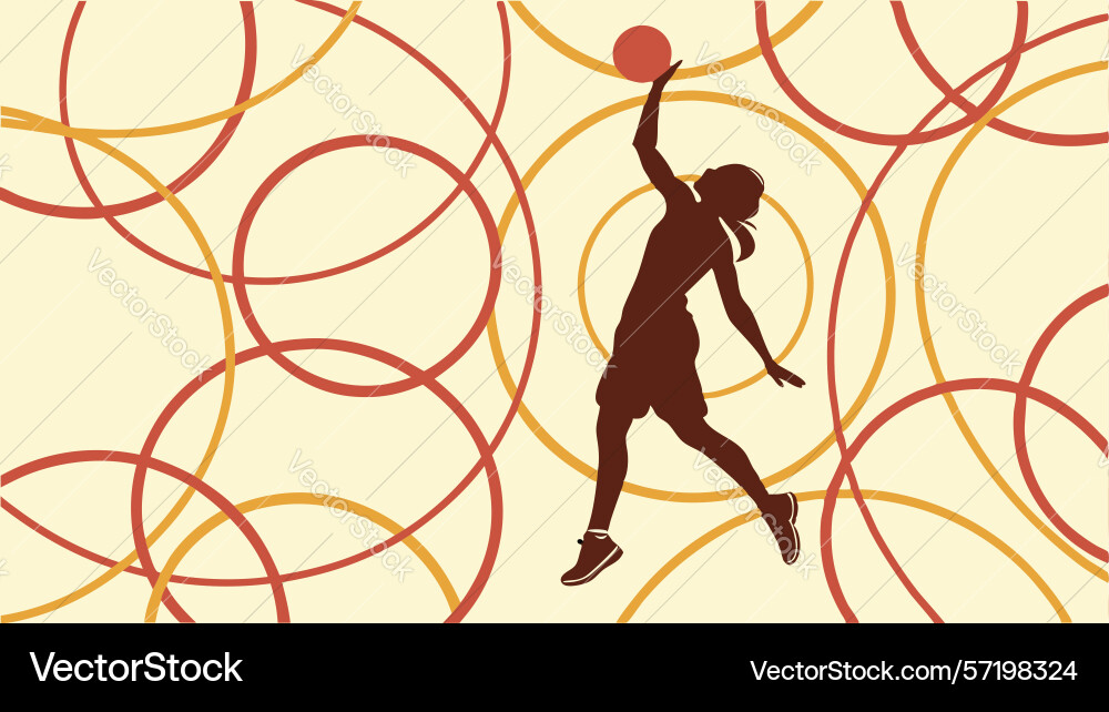Dynamic basketball player with abstract rings Vector Image