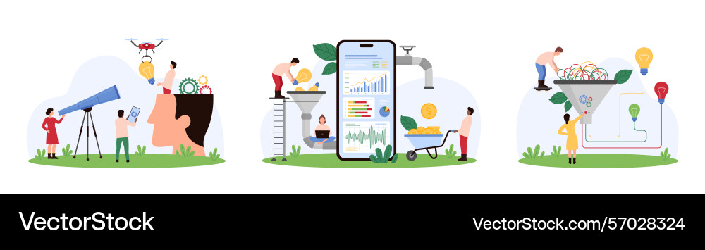 Marketing data analysis and sorting set tiny Marketing data analysis and sorting set tiny vector image