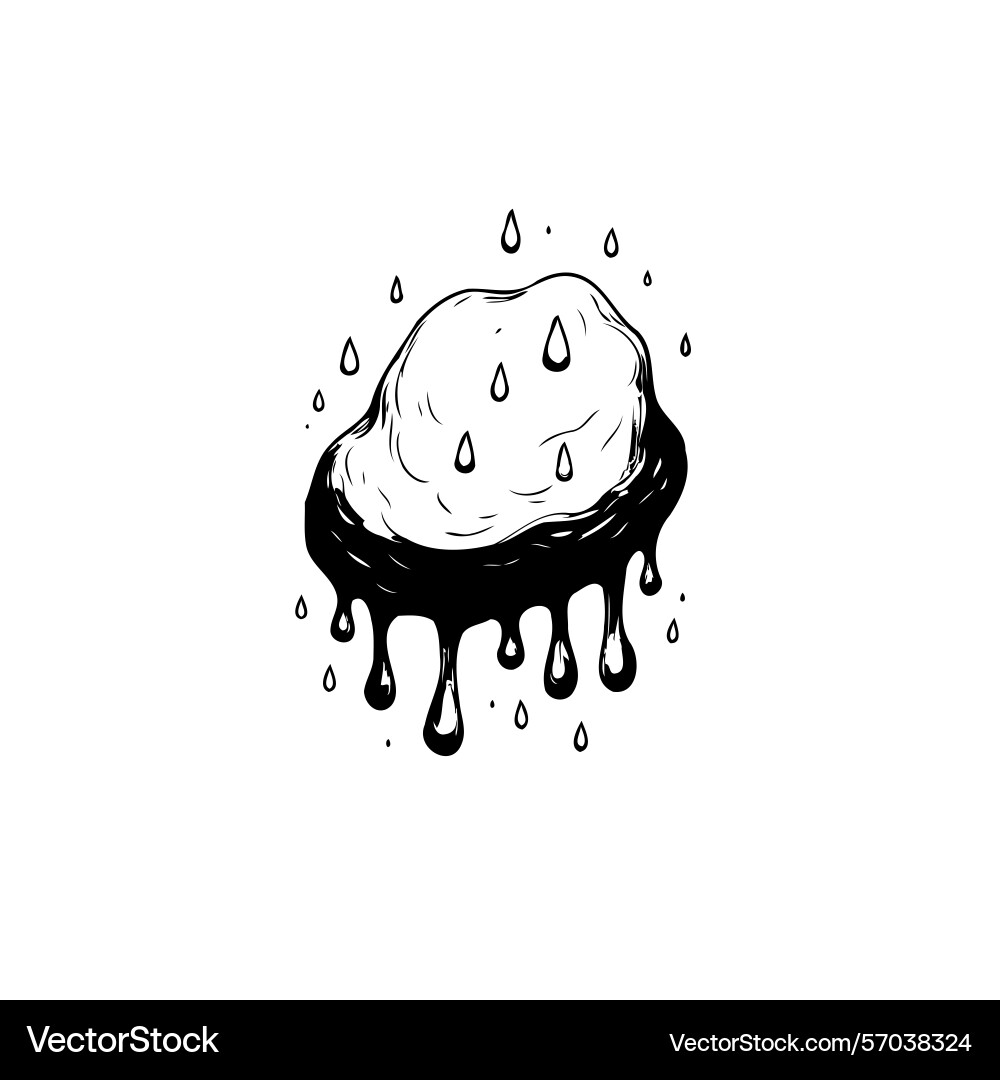 Melting blob in black and white with dripping vector image