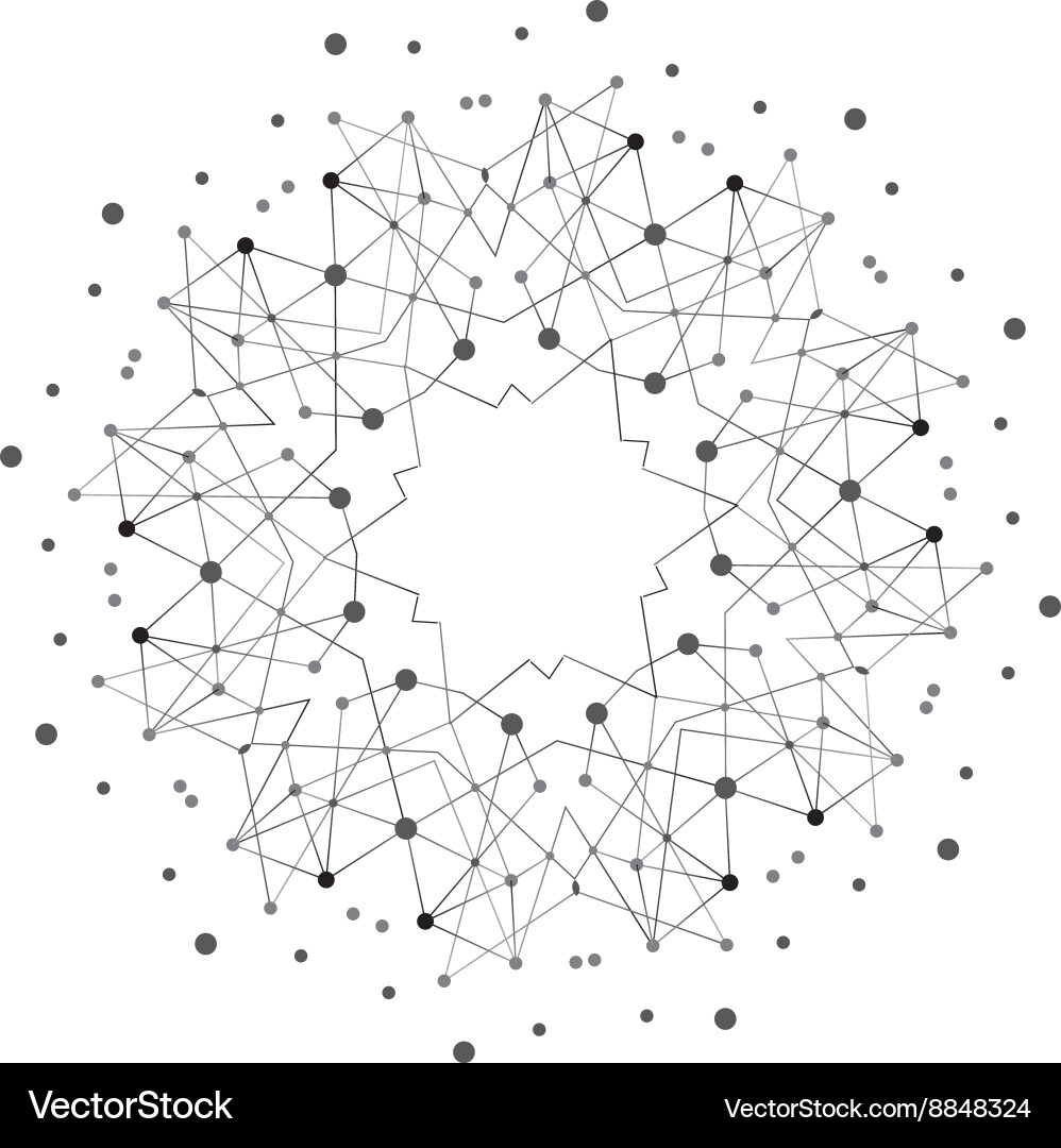 Shape molecular structure with lines and dots vector image