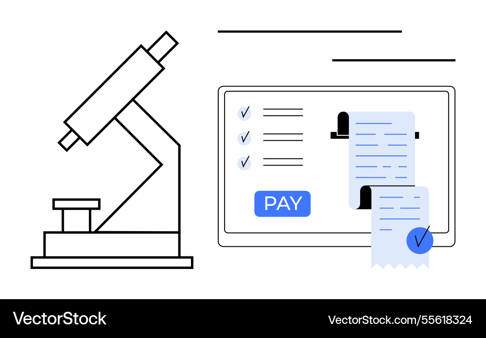 Technology and science interaction microscope Technology and science interaction microscope vector image