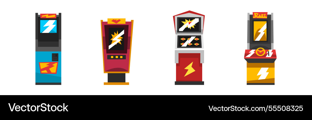 Amusement game machine and control panel Amusement game machine and control panel vector image