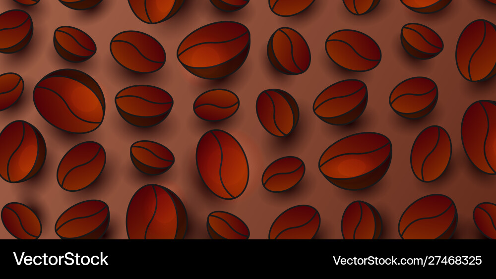 Background with 3d coffee beans pattern Background with 3d coffee beans pattern Vector Image