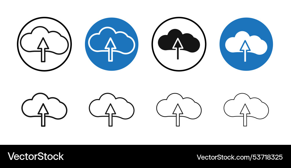 Cloud upload icon thin line art collection Vector Image