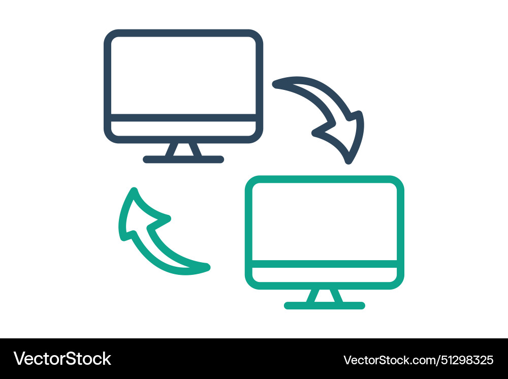 Data transfer icon monitor with arrow vector image