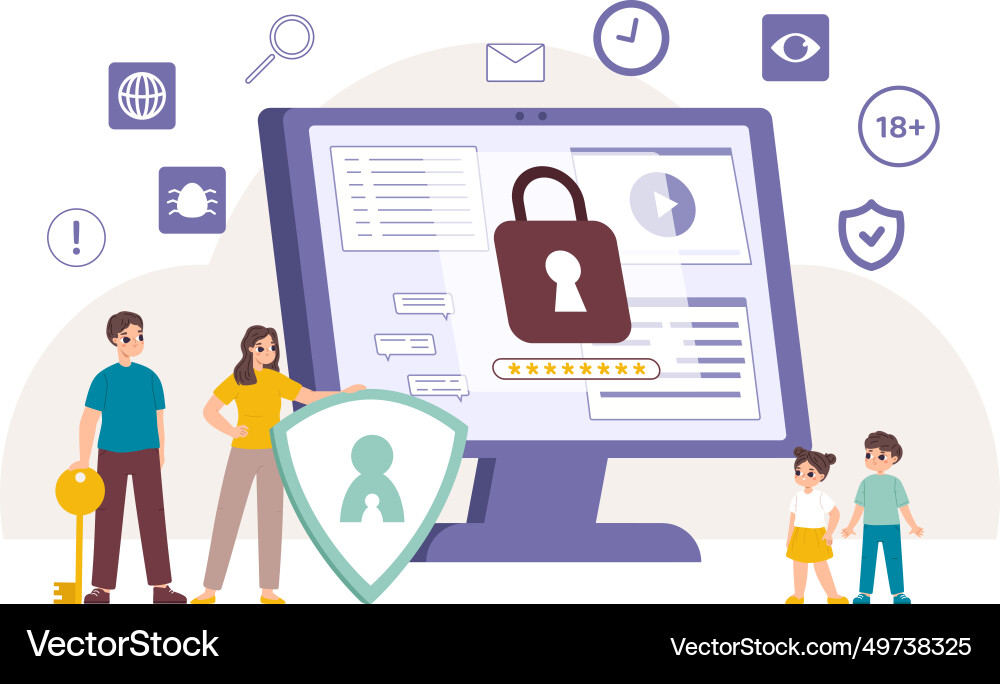 Internet parental control parent blocked computer Internet parental control parent blocked computer vector image