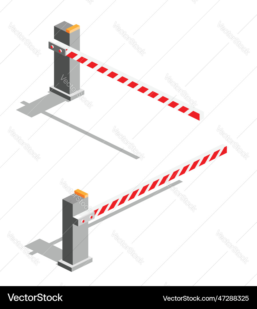 Isometric automatic barrier icons set objects vector image