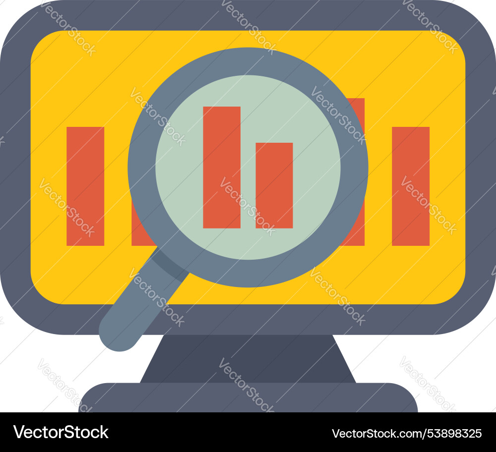 Magnifying glass analyzing graph on computer Magnifying glass analyzing graph on computer Vector Image