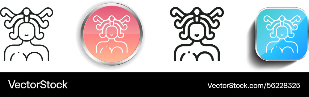 Medusa icon thin linear regular and button style vector image