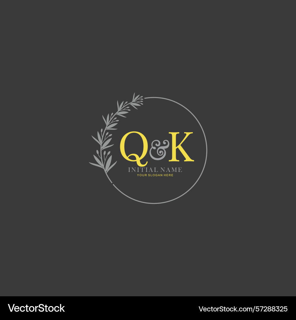 Qk initial logo templates with botanical elements Qk initial logo templates with botanical elements vector image