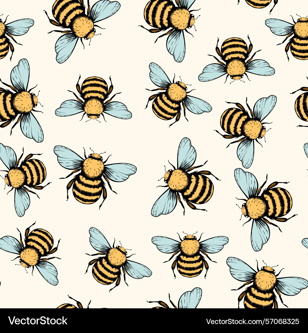 Seamless pattern with bees small wasp Seamless pattern with bees small wasp vector image