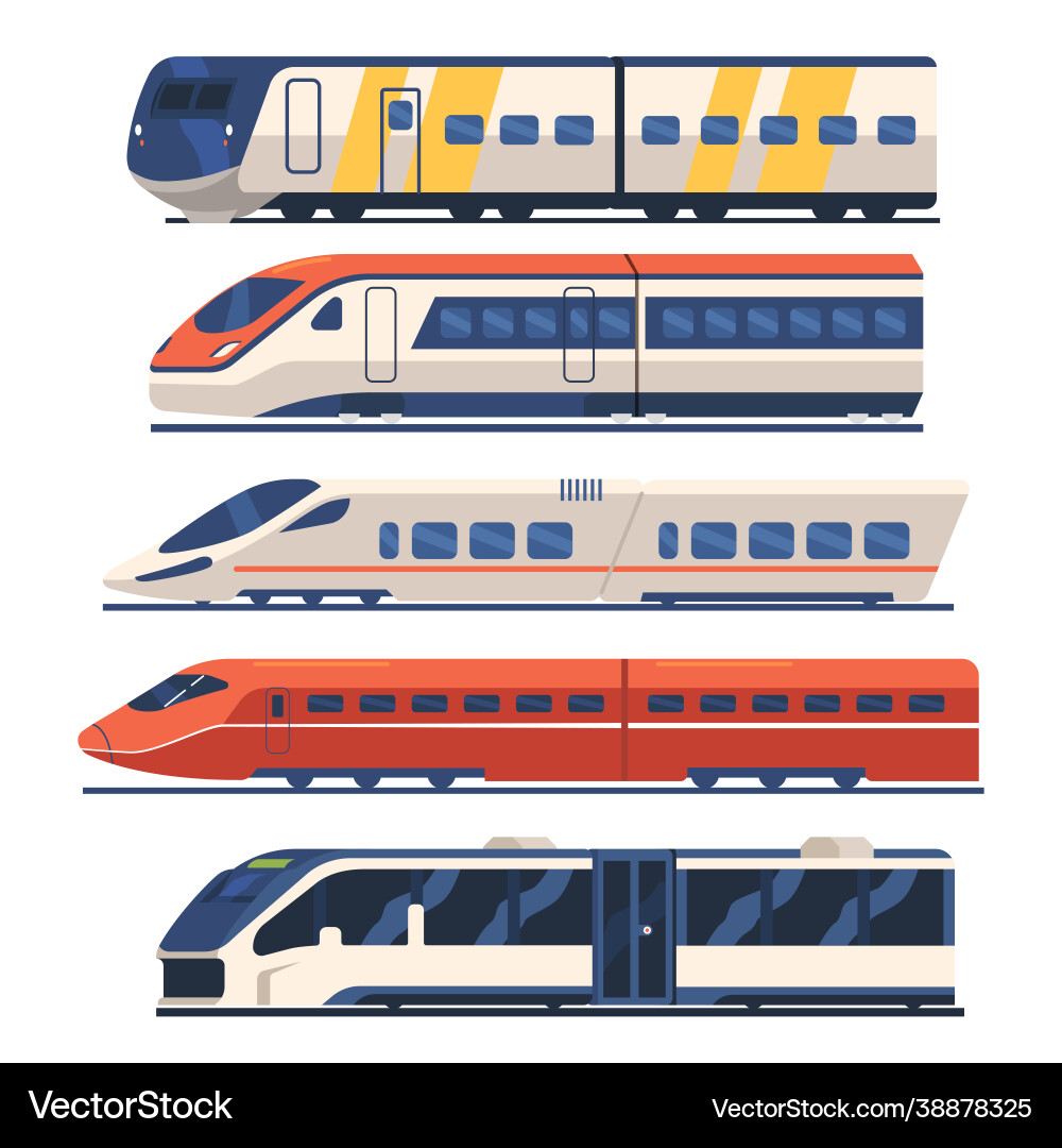 Set train tram and metro side view subway – Royalty-Free Vector |  VectorStock, image size:1000x1080
