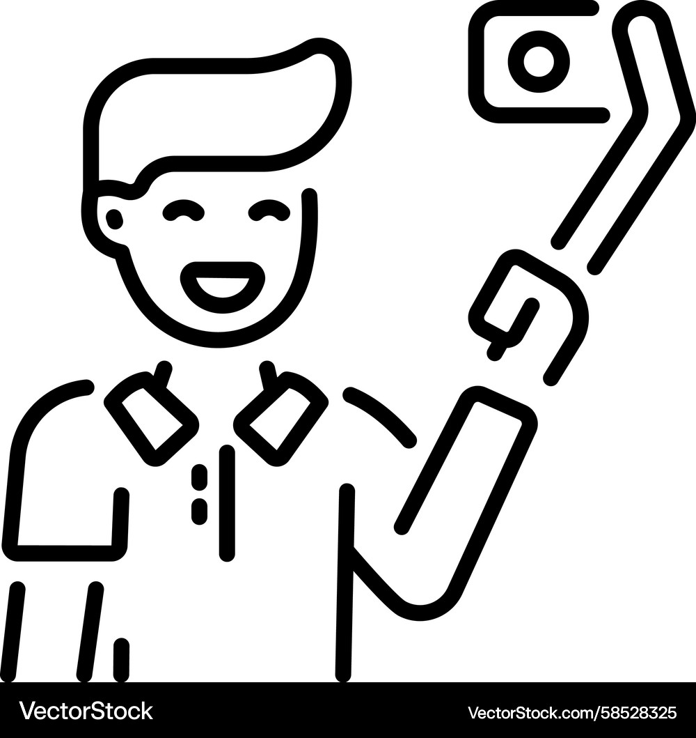 Vlogging Character Icon - Line Style Vector Image