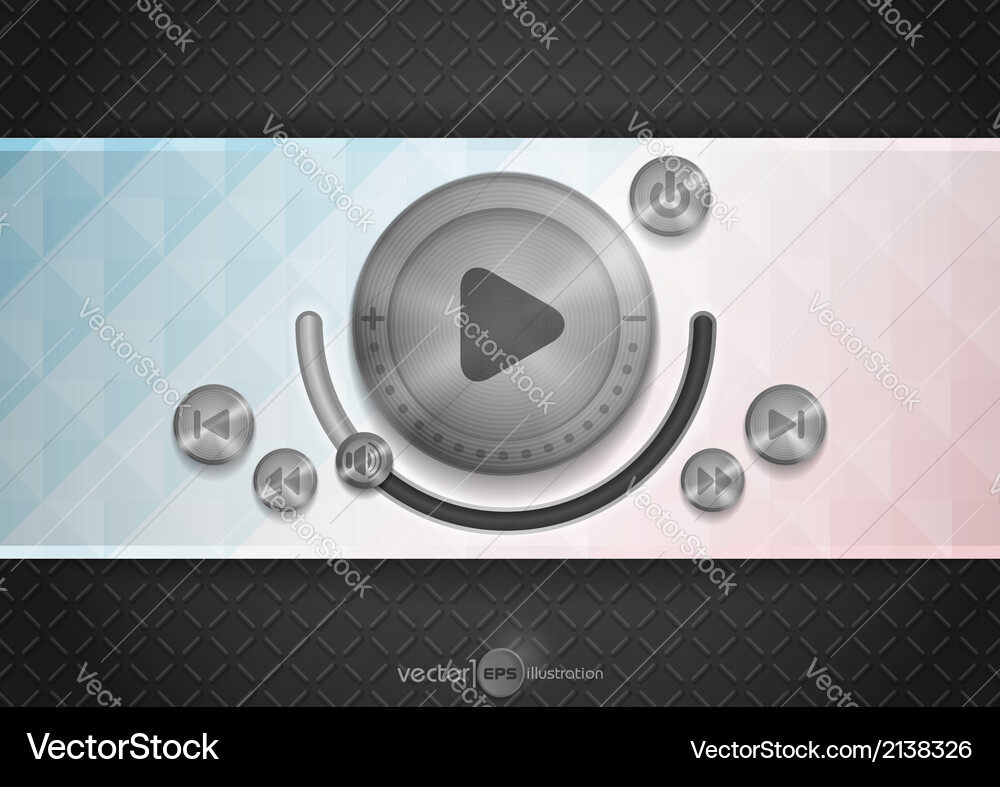 Abstract technology app icon with music button Vector Image
