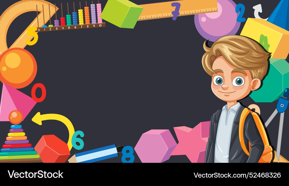 Boy with school supplies and educational tools Boy with school supplies and educational tools vector image