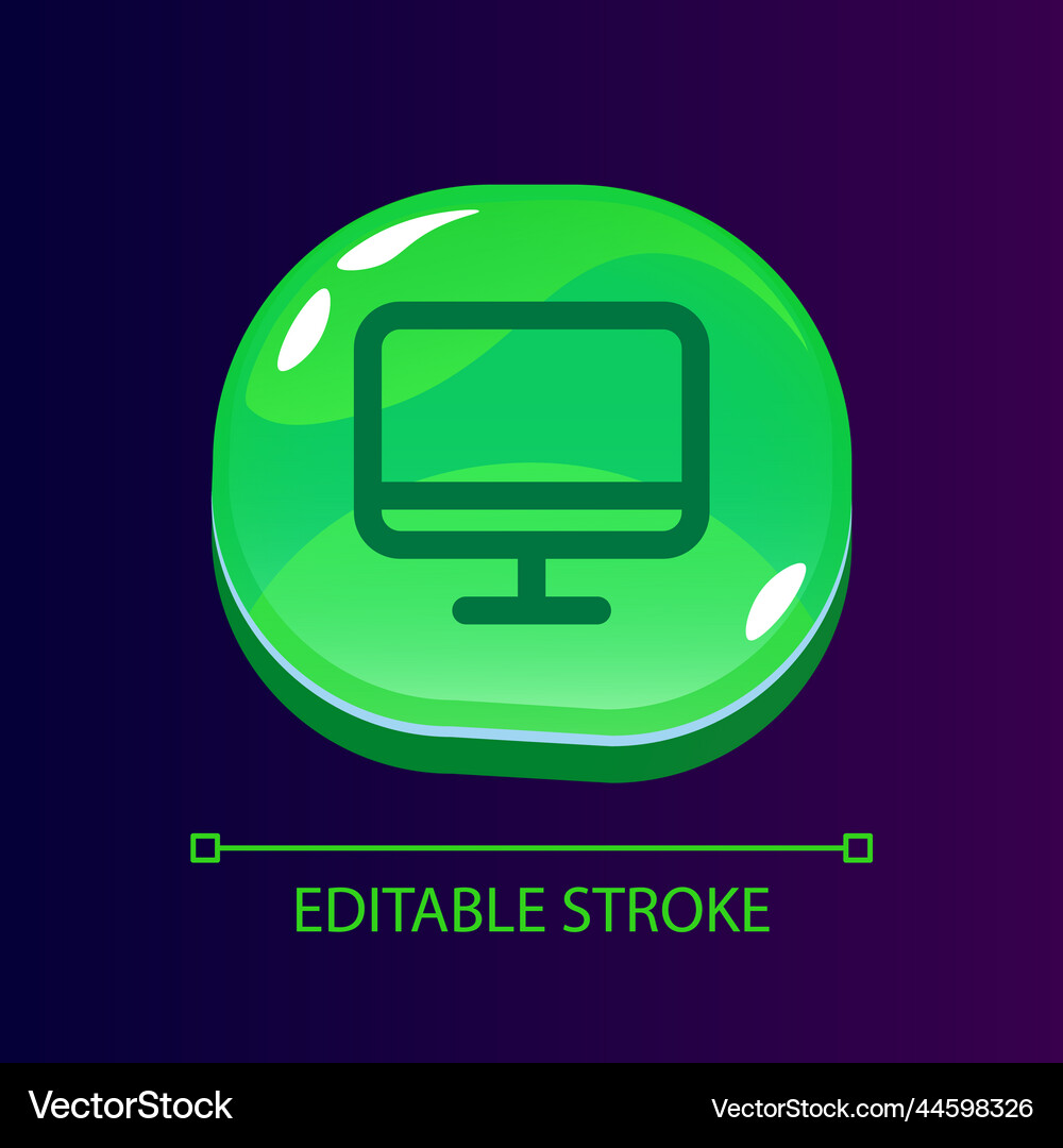 Computer glossy ui button with linear icon – Royalty-Free Vector ...