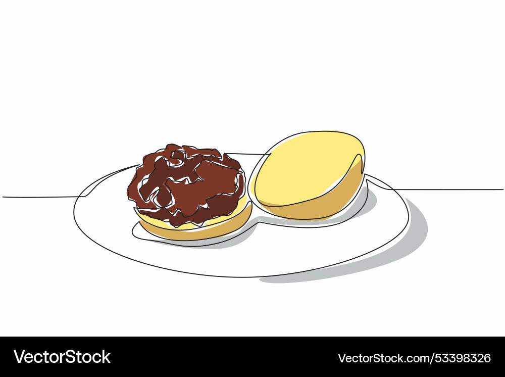 Continuous one line drawing open sloppy joe Continuous one line drawing open sloppy joe vector image