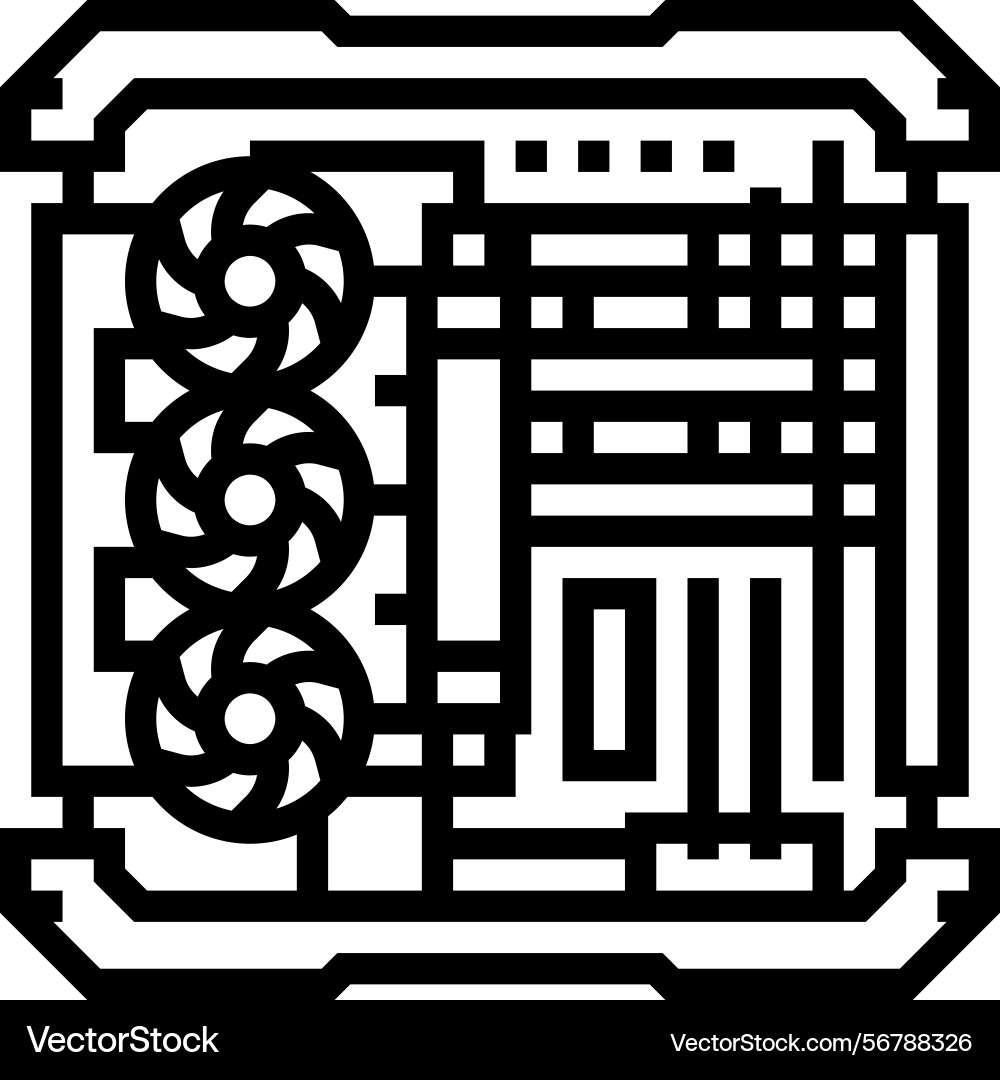 Custom build open case gaming pc line icon Custom build open case gaming pc line icon vector image
