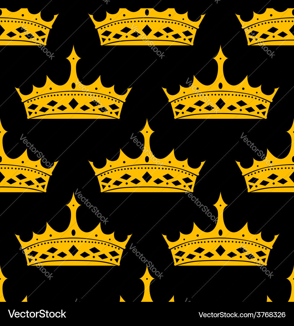 Golden Crown Seamless Pattern Vector Image