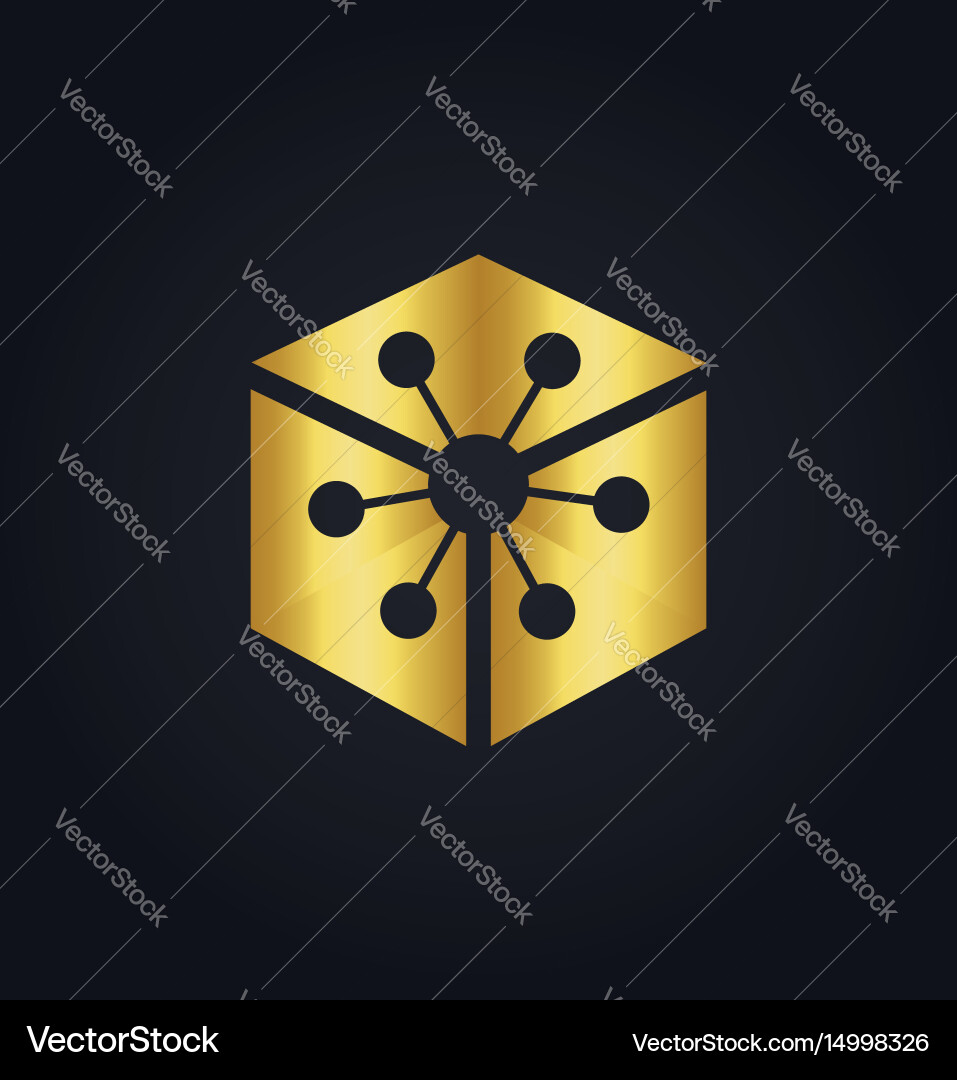 Polygon gold technology logo Royalty Free Vector Image
