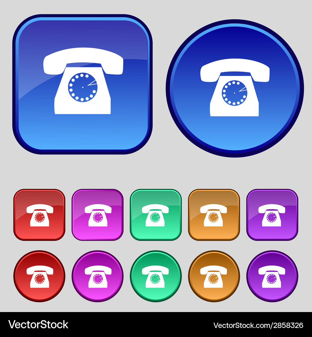 Retro telephone web icon set colourful buttons Vector Image