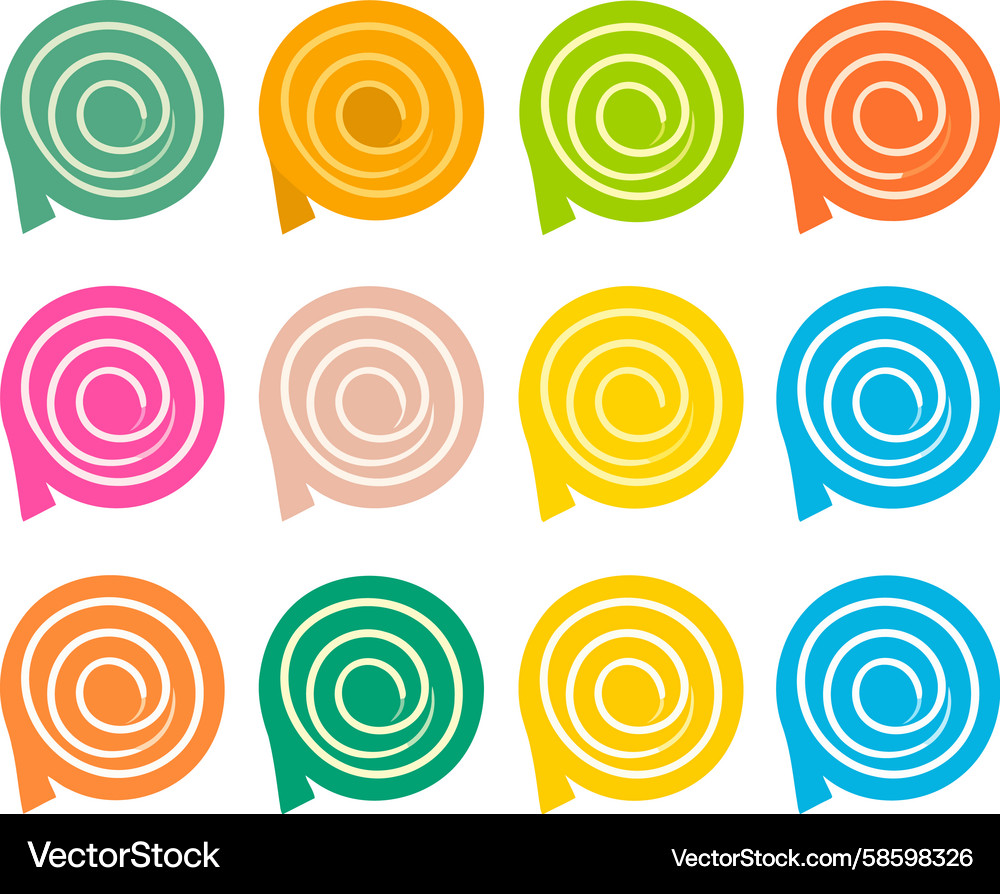 Rolled Spiral Color Collection Vector Image