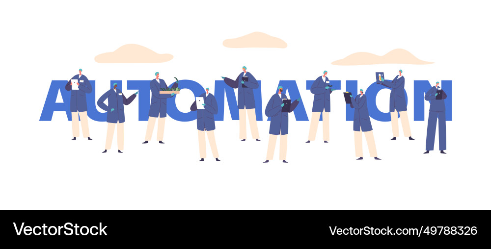 Scientist characters in lab coats utilize cutting Vector Image