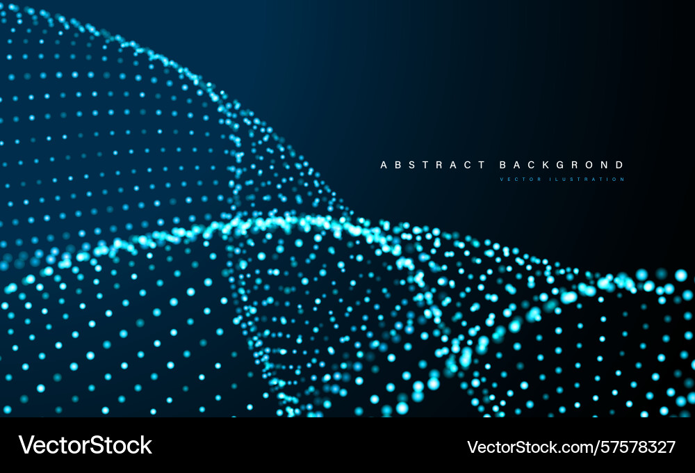 Abstract blue mesh particles wave curve overlap vector image