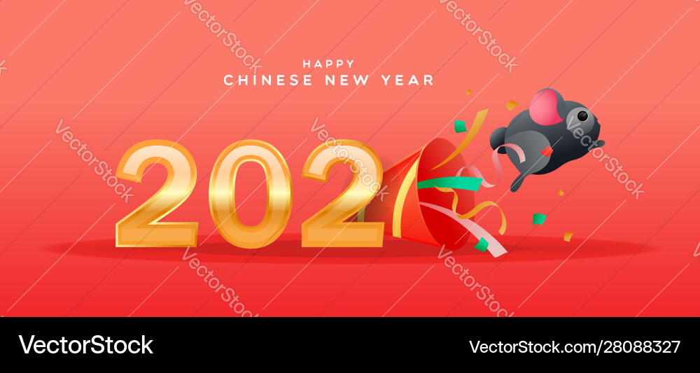 Chinese new year 2020 funny cute rat party cartoon Chinese new year 2020 funny cute rat party cartoon vector image