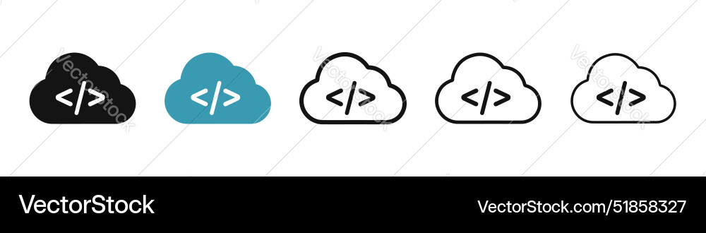 Cloud Code Icon Set - Modern & Minimal vector image