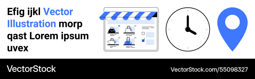 E-commerce website clock and location pin E-commerce website clock and location pin vector image
