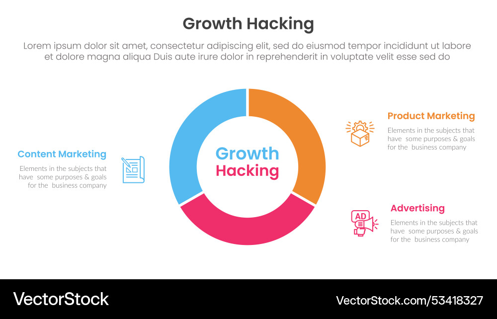 Growth hacking infographic 3 point with circle vector image