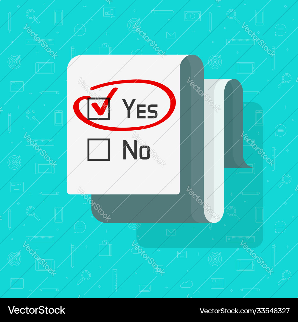 Poll survey form document with yes selected vector image