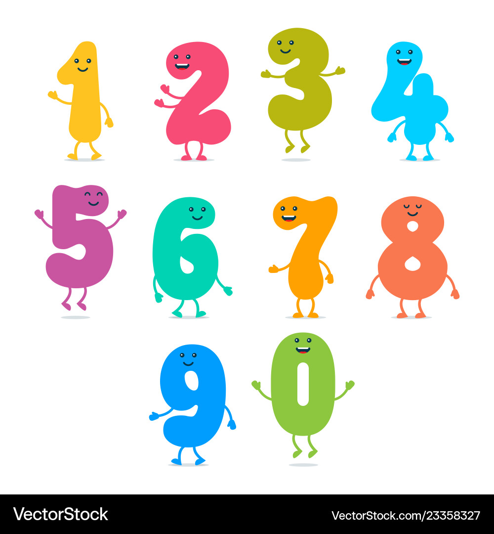 Smiling Number Characters vector image