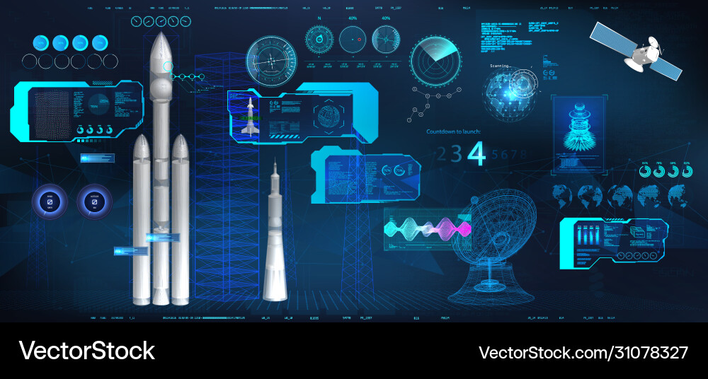 Space Command Center Dashboard Vector Image