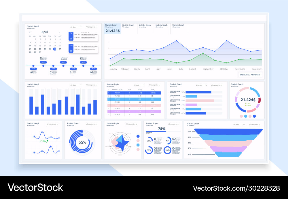 Admin Analytics Dashboard Template vector image
