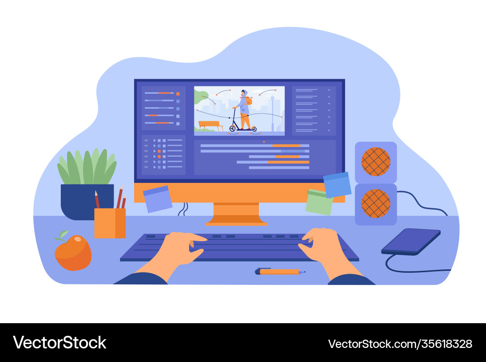 Computer and monitor graphic animator Computer and monitor graphic animator vector image
