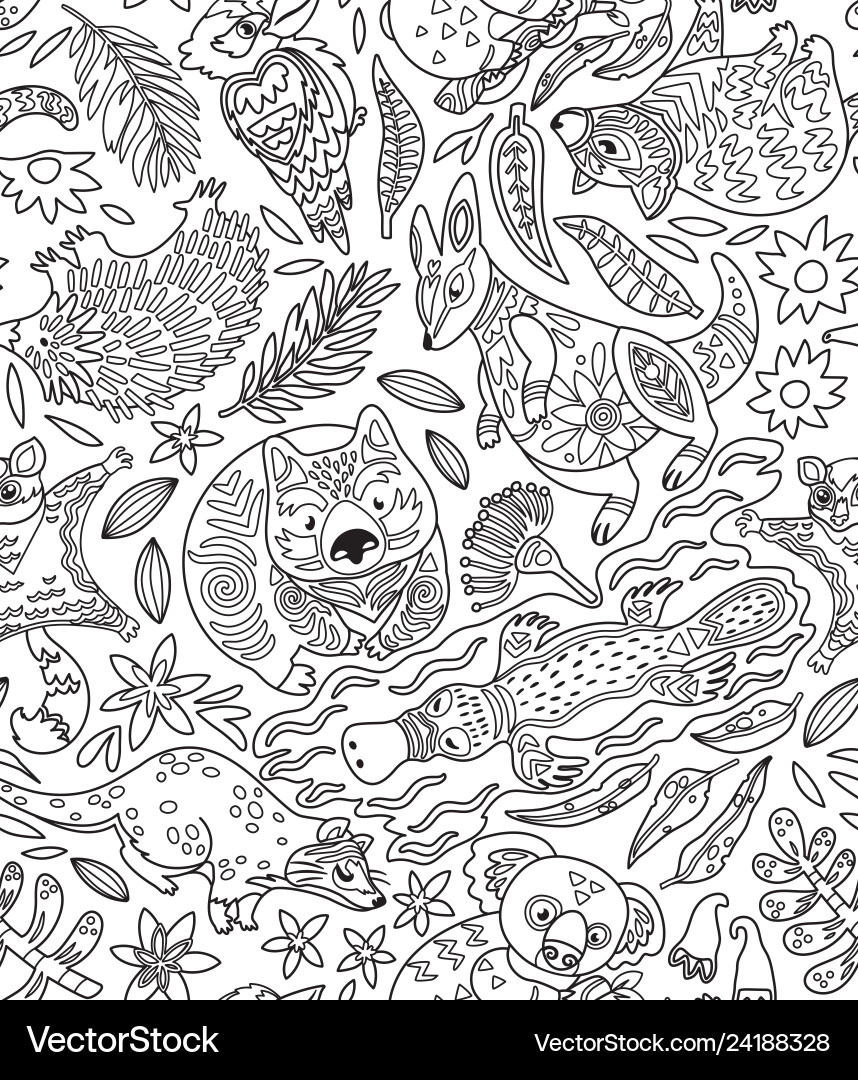 Contour seamless pattern with decorative vector image