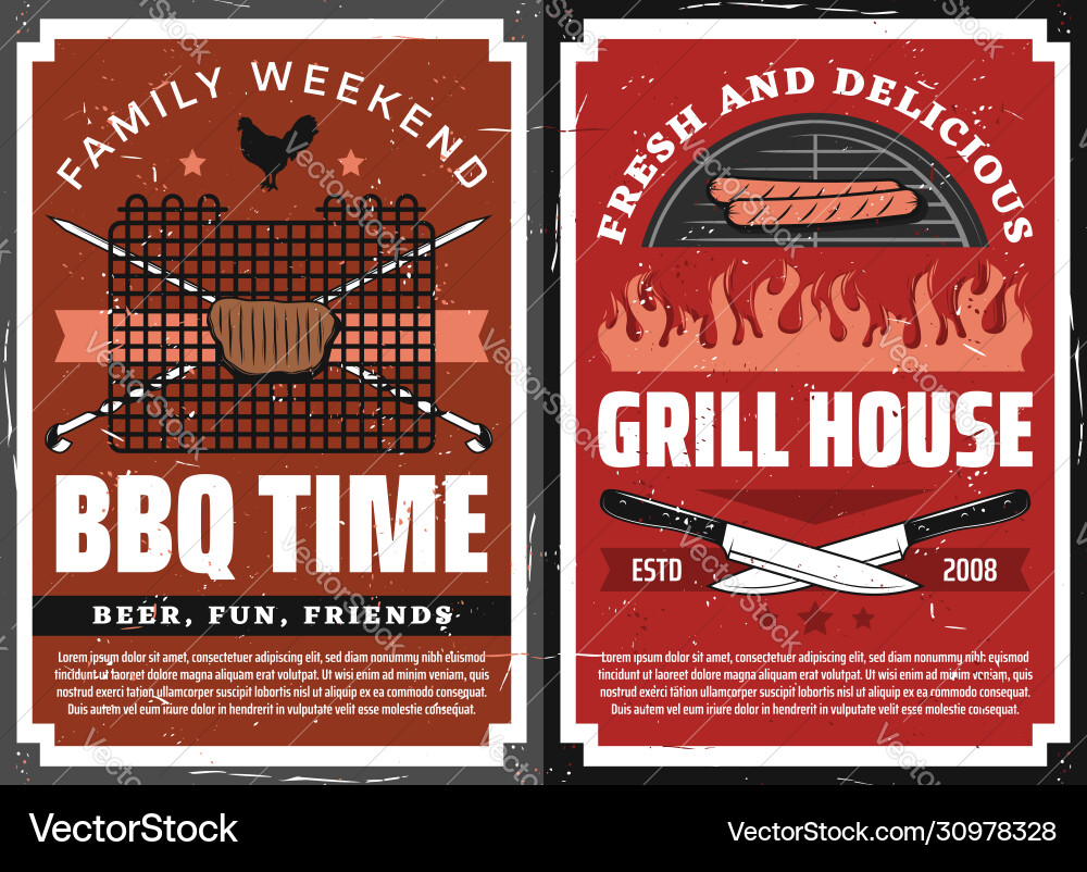 Family weekend barbecue grill picnic retro poster Family weekend barbecue grill picnic retro poster vector image