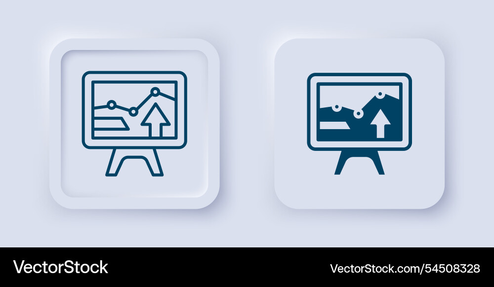 Filled and outline computer monitor with graph vector image