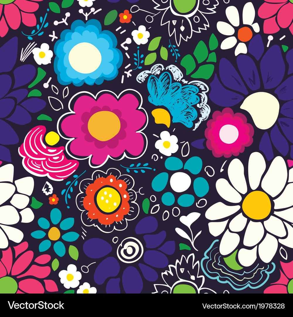 Floral Doodle Seamless Pattern Royalty Free Vector Image