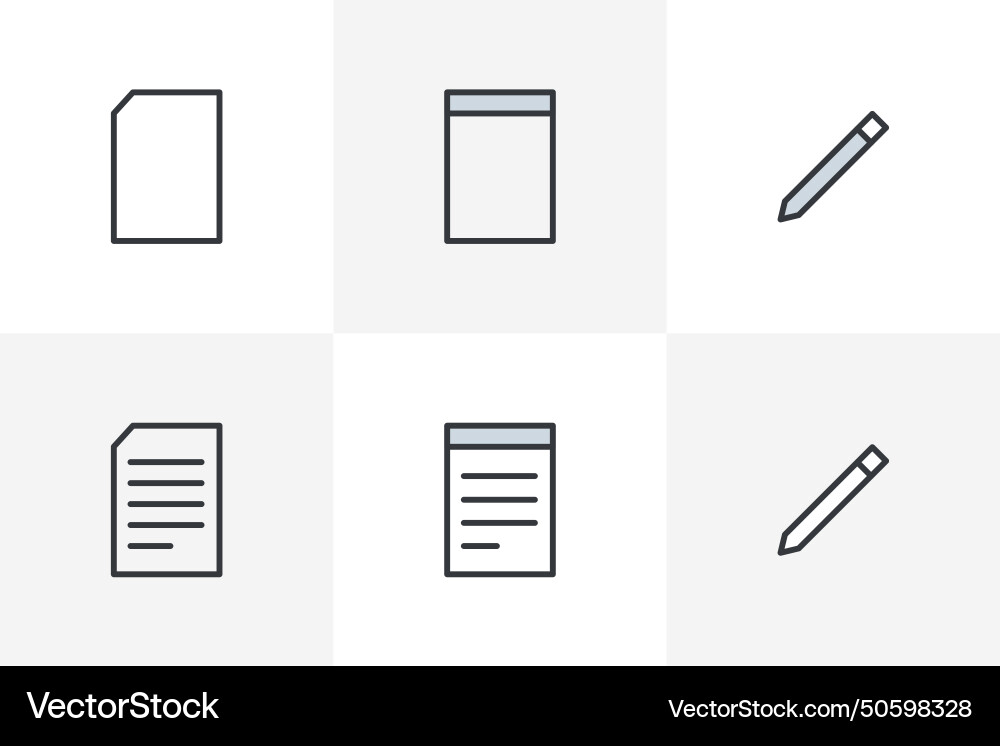 Set of document notepad icon file flat Set of document notepad icon file flat vector image