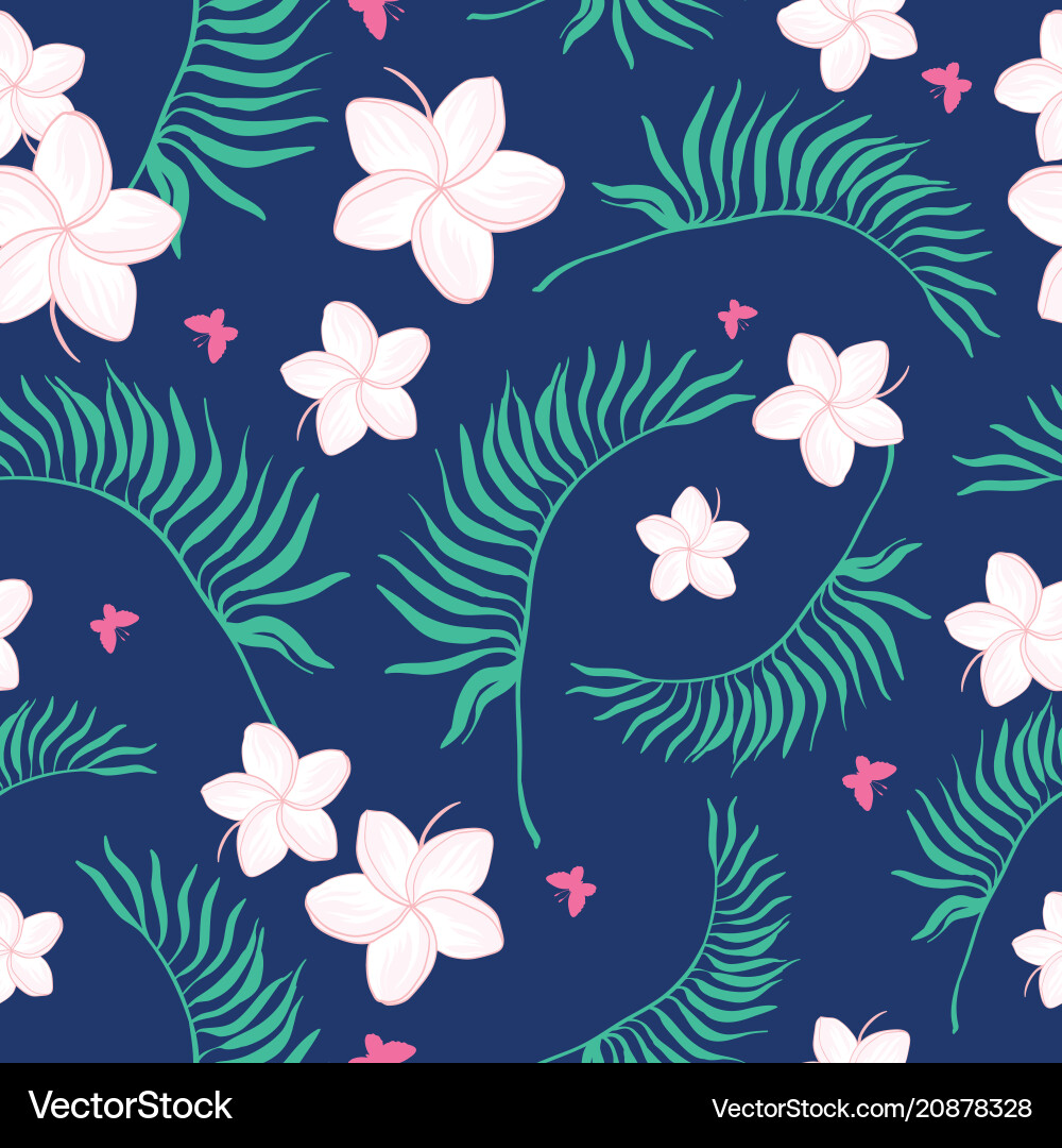 Tropical Flowers Seamless Pattern Vector Image
