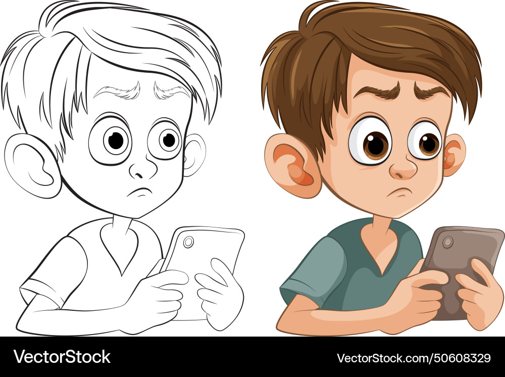 A boy with and without color A boy with and without color Vector Image