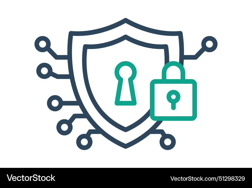 Cyber security icon shield with padlock Vector Image
