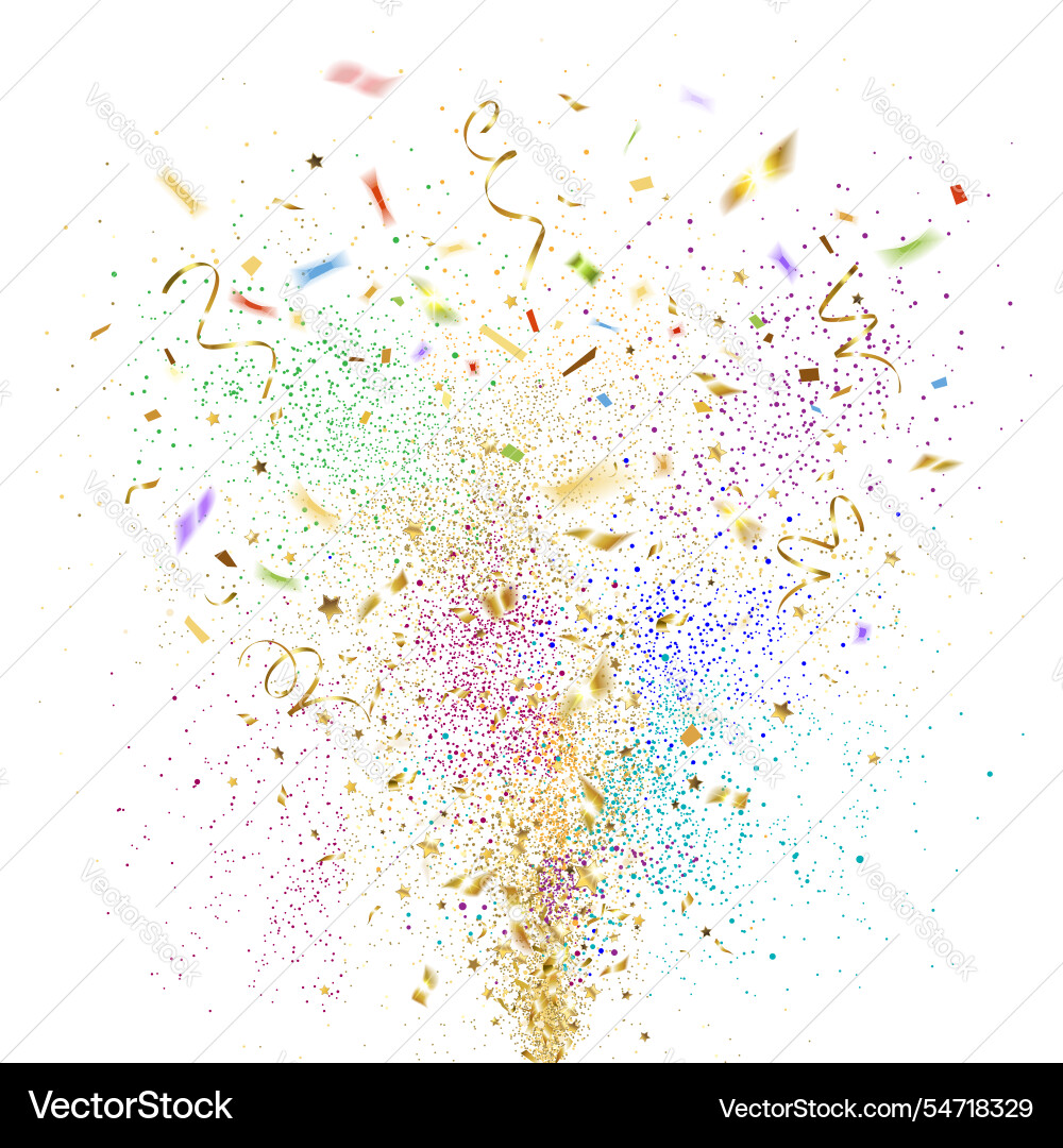 Fireworks of exploding gold and multicolored vector image