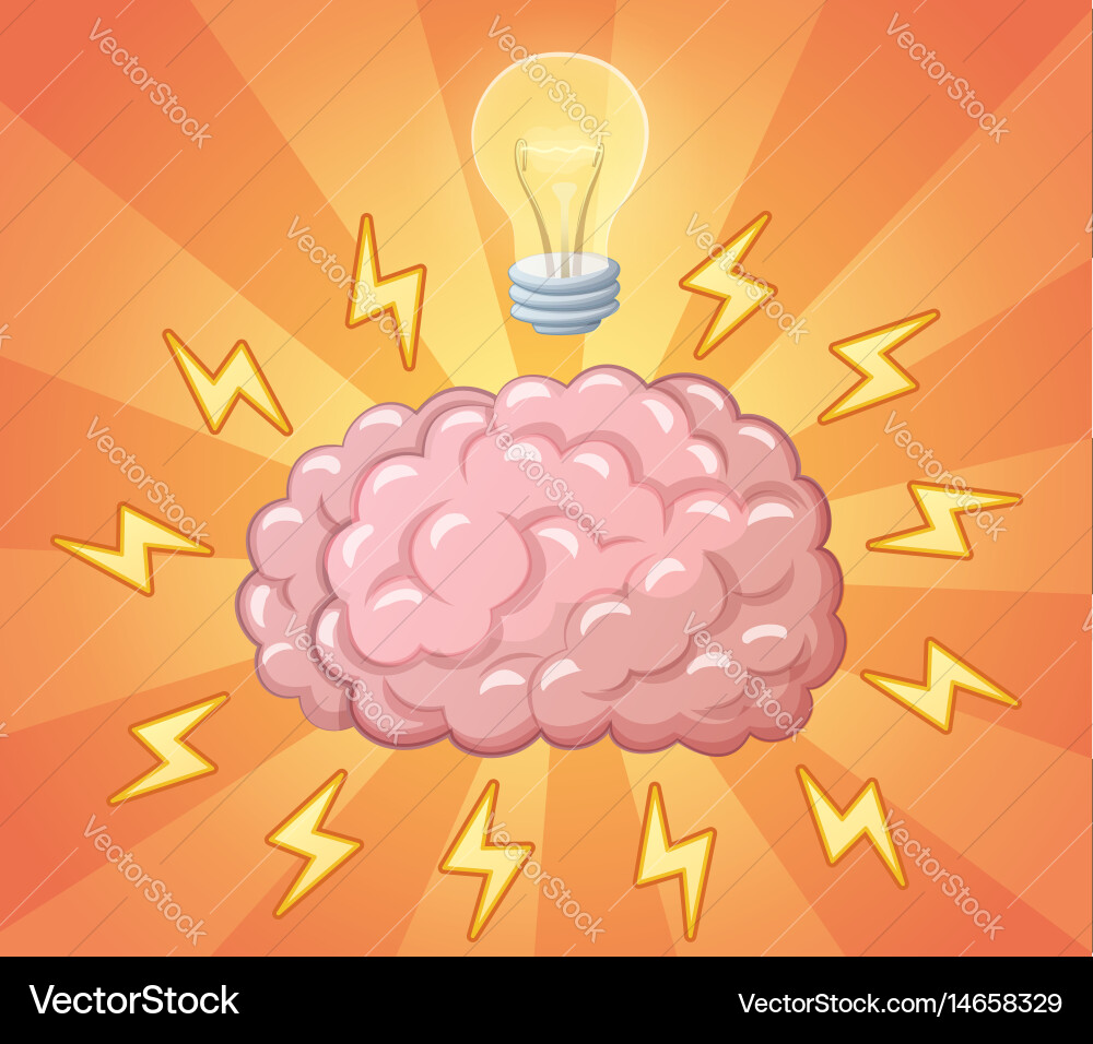 Idea Spark: Brain and Lightbulb vector image