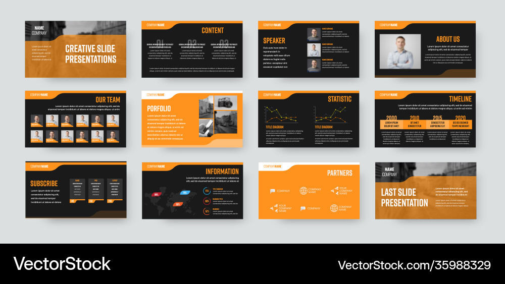 Slide presentation template for use in annual Vector Image