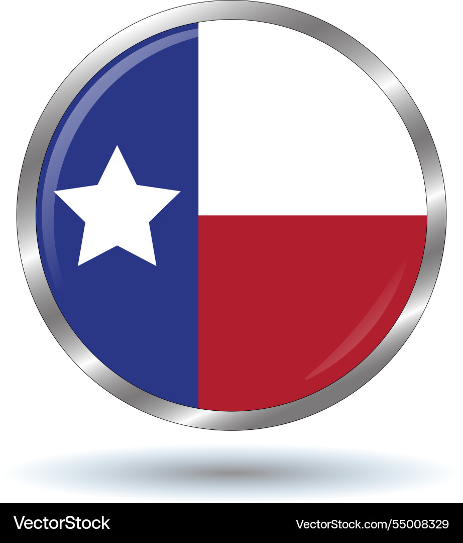 Texas round button flag in file Vector Image